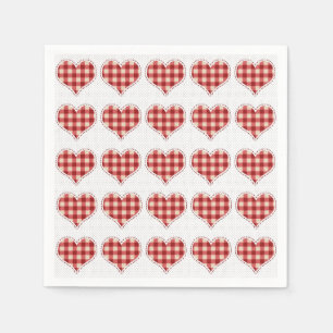 Cute Plaid Red Hearts Dotty Pattern Napkin