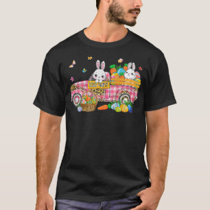 Cute Plaid Truck Bunnies rots Easter Eggs Easter D T-Shirt