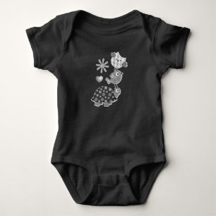 Cute Plaid Turtle and Owl Art Baby Bodysuit