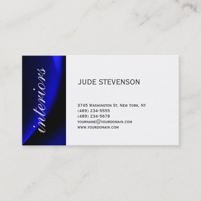 Cute Plain White Interior Designer Business Card (Front)