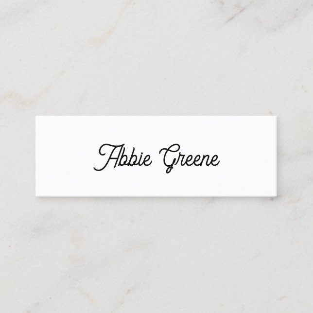 Cute Plain White Script Social Media Networker  Mini Business Card (Front)