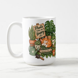 Cute Plant Lover Cat – Plants Make Me Happy Coffee Mug
