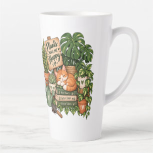 Cute Plant Lover Cat – Plants Make Me Happy Latte Mug