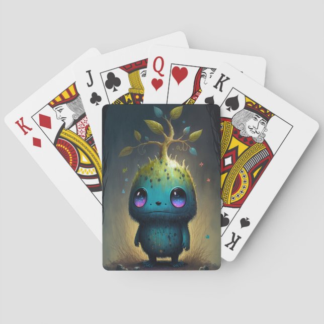 Cute Plant Monster Fantasy Art Playing Cards (Back)