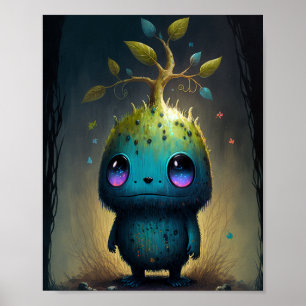 Cute Plant Monster Fantasy Art Poster