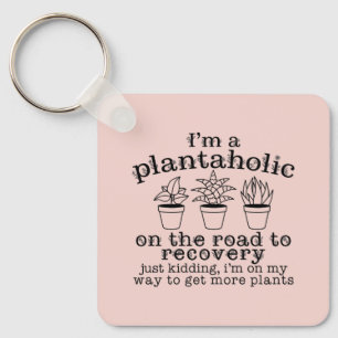 Cute Plantaholic Plant Lover Lady Keychain