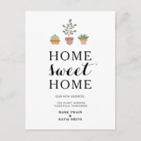Cute Plants Home Sweet Home Moving Announcement