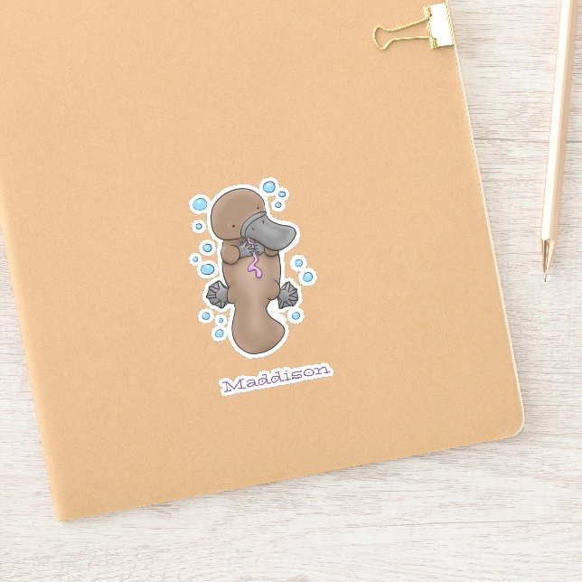 Cute platypus  baby swimming cartoon illustration (Notebook)