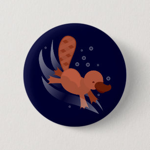 cute Platypus diving 2 Inch Round Button