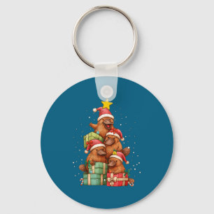 Cute Platypus Le Christmas Tree Xmas Hat  Keychain