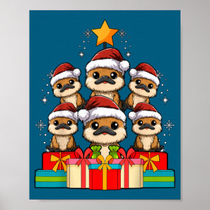 Cute Platypus Le Christmas Tree Xmas Hat Poster