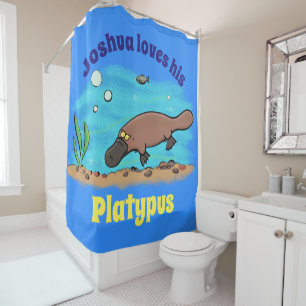 Cute platypus swimming cartoon