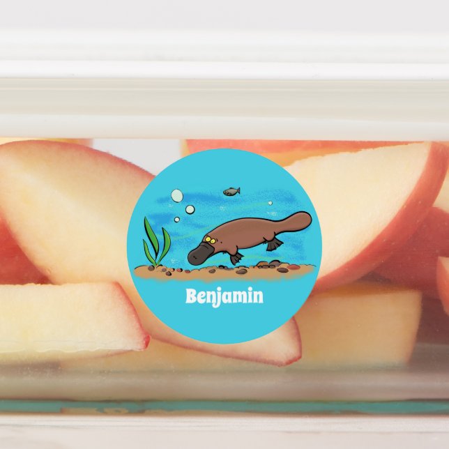 Cute platypus swimming cartoon (Affixed)