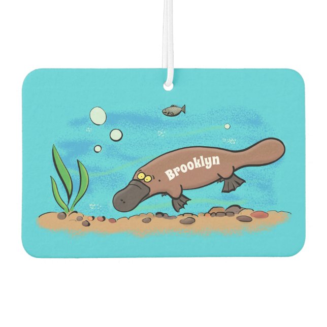 Cute platypus swimming cartoon air freshener (Front)