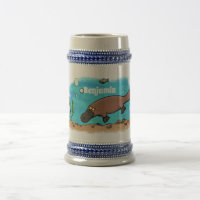 Cute platypus swimming cartoon