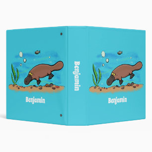 Cute platypus swimming cartoon binder