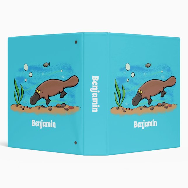 Cute platypus swimming cartoon binder (Background)