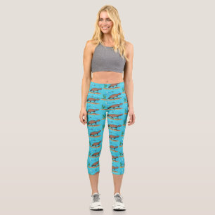 Cute platypus swimming cartoon capri leggings