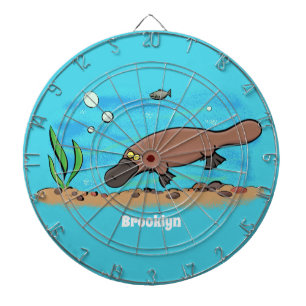 Cute platypus swimming cartoon dartboard
