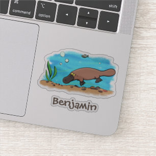 Cute platypus swimming cartoon illustration