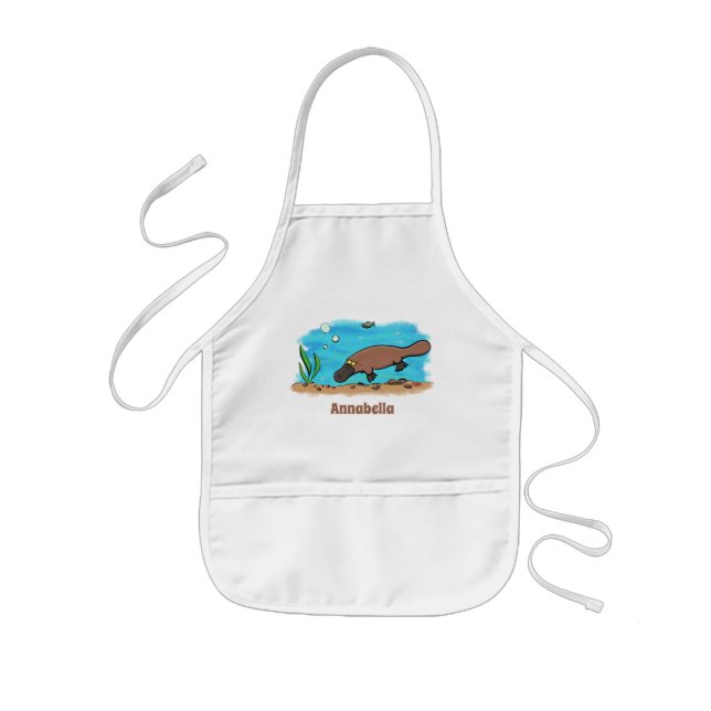 Cute platypus swimming cartoon kids apron (Front)
