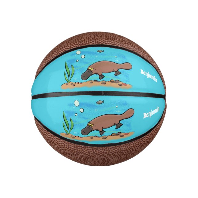 Cute platypus swimming cartoon mini basketball (Front)