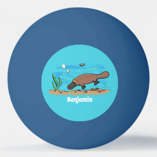 Cute platypus swimming cartoon ping pong ball