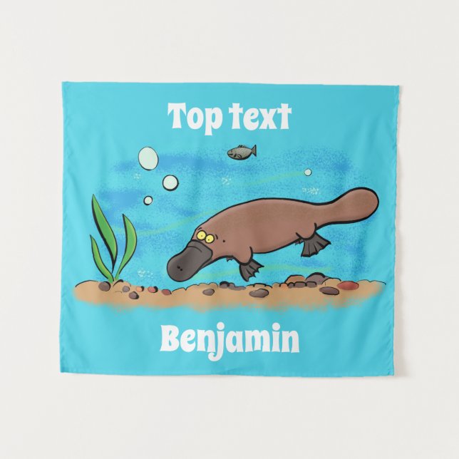 Cute platypus swimming cartoon tapestry (Front (Horizontal))