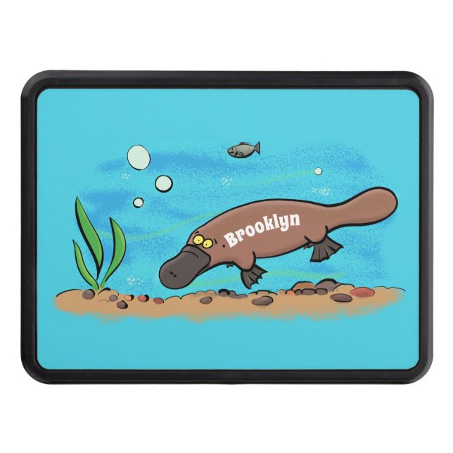 Cute platypus swimming cartoon trailer hitch cover (Front)
