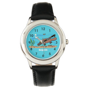Cute platypus swimming cartoon watch