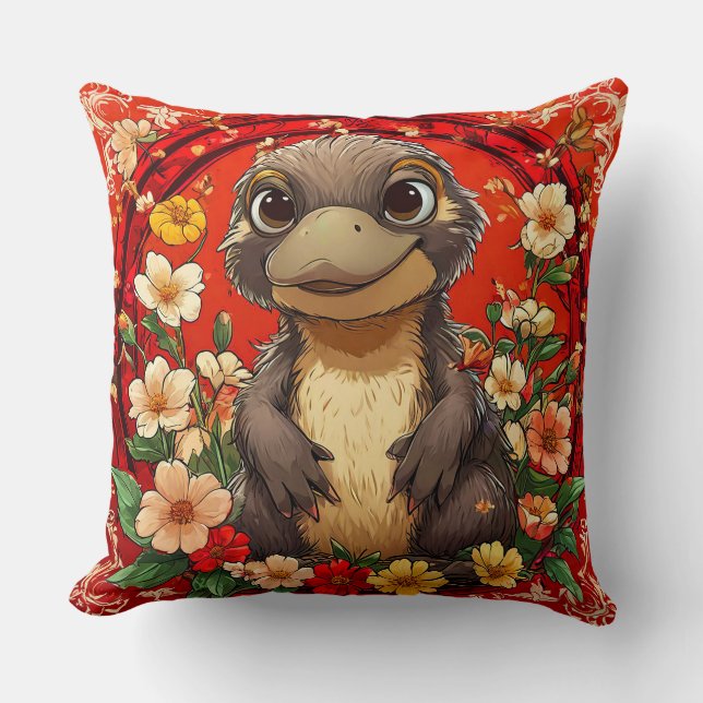 Cute Platypus Throw Pillow (Front)