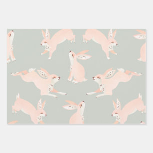 Cute & Playful Bunny Pattern Wrapping Paper Sheet