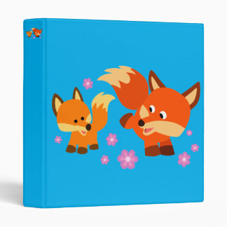 Cute Playful Cartoon Foxes Binder