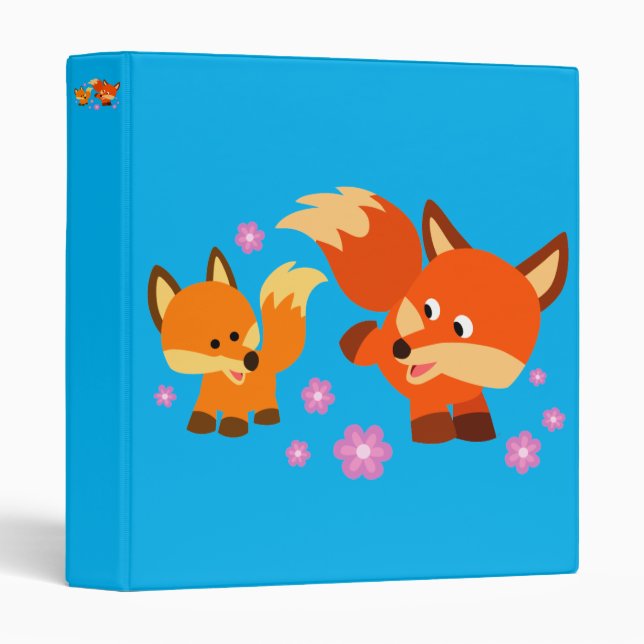 Cute Playful Cartoon Foxes Binder (Front/Spine)
