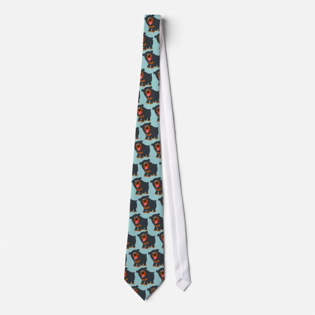 Cute Playful Cartoon Rottweiler Tie (Front)