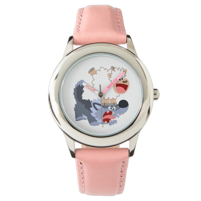 Cute Playful Cartoon Sheep and Wolf Watch (Front)