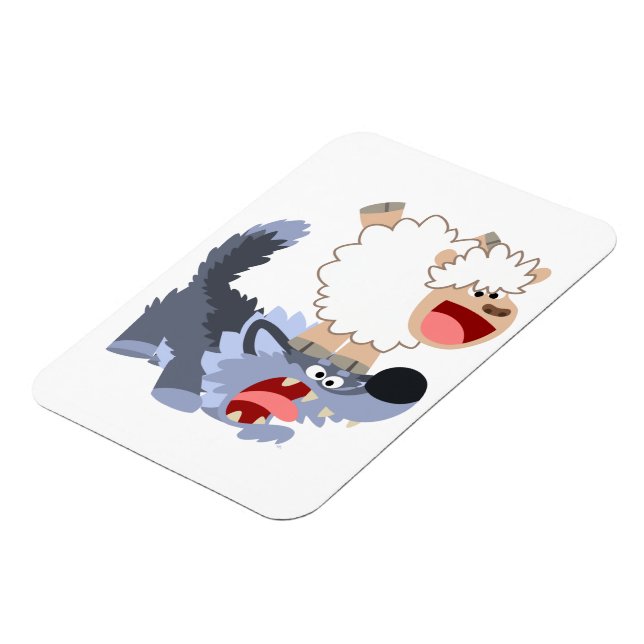 Cute Playful Cartoon Sheep & Wolf Flexible Magnet (Left Side)