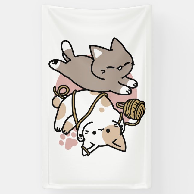 Cute Playful Cats Design – Fun Paws and Play Art Banner (Vertical)
