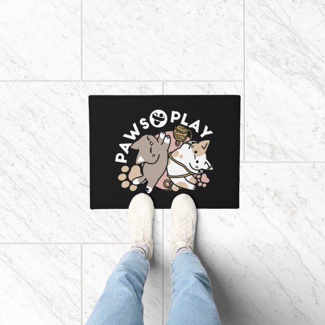 Cute Playful Cats Design – Fun Paws and Play Art Doormat (Indoor)