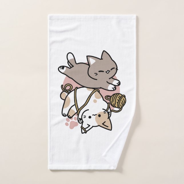 Cute Playful Cats Design – Fun Paws and Play Art Hand Towel (Hand Towel)