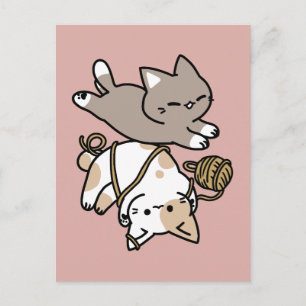 Cute Playful Cats Design – Fun Paws and Play Art Holiday Postcard