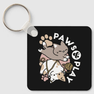 Cute Playful Cats Design – Fun Paws and Play Art Keychain