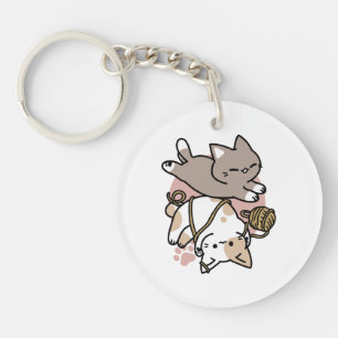 Cute Playful Cats Design – Fun Paws and Play Art Keychain