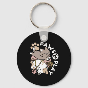Cute Playful Cats Design – Fun Paws and Play Art Keychain