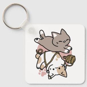 Cute Playful Cats Design – Fun Paws and Play Art Keychain