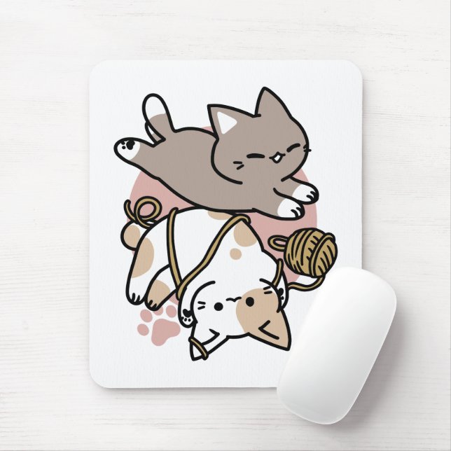 Cute Playful Cats Design – Fun Paws and Play Art Mouse Pad (With Mouse)