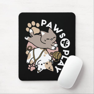 Cute Playful Cats Design – Fun Paws and Play Art Mouse Pad