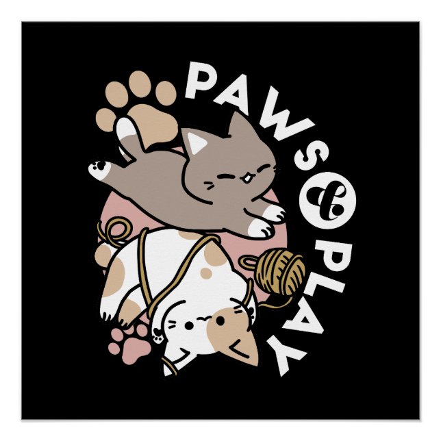 Cute Playful Cats Design – Fun Paws and Play Art Poster (Front)