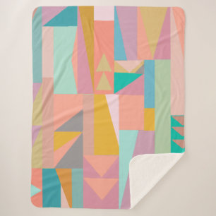 Cute Playful Colour Modern Geometric Shapes Patter Sherpa Blanket