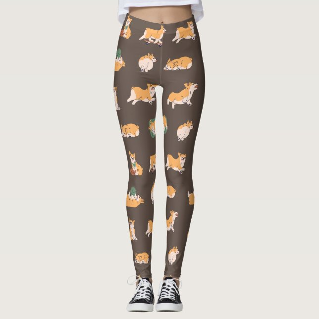 Cute Playful Corgi Leggings (Front)